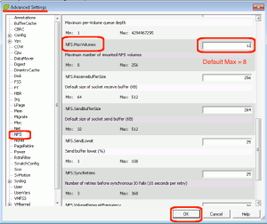 nfs max volumes