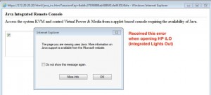 Fix Java error in internet explorer