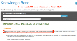 VMware 5.5U1 has NFS Connectivity Issues