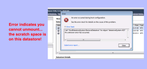 VMware datastore dismount error